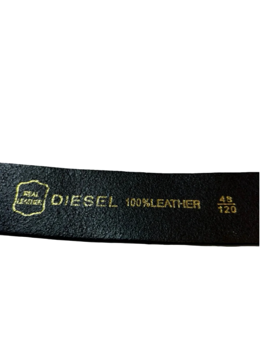 Diesel Black 100% Leather Logo Buckle Belt Men’s Size 48 120 Biker